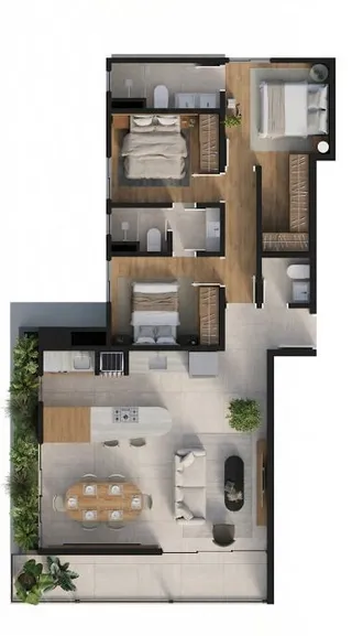 Apartamento com 3 dormitórios, foto 4