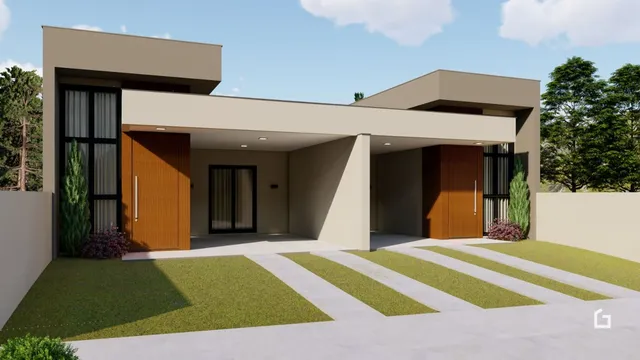Fachada de uma residência moderna em Lajeado, Brasil.