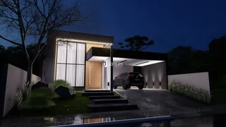 Fachada moderna de uma residência em Lajeado, Brasil, à noite.