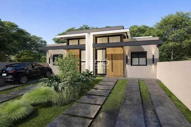 Fachada moderna de uma residência em Lajeado, Brasil.