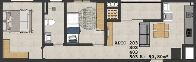 Planta baixa de um apartamento em Lajeado, Brasil, mostrando a disposição dos cômodos.