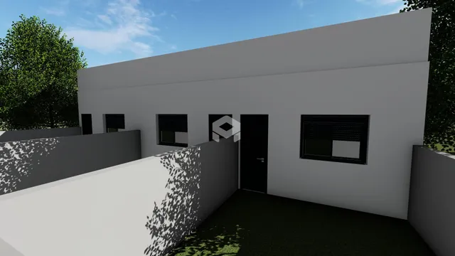 Fachada externa de uma residência branca em Lajeado, Brasil.