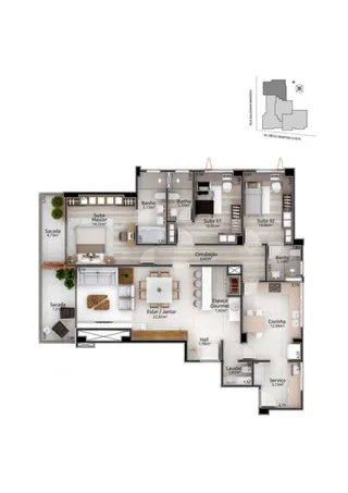 Apartamento com 3 dormitórios, foto 2