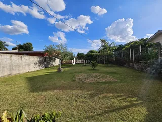 Vista externa de um gramado com árvores e muro em Lajeado.