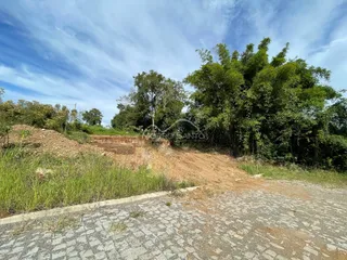 Vista externa de uma área de terra com vegetação densa ao fundo.