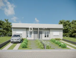 Fachada de uma casa moderna em Lajeado, Brasil.