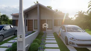Fachada de uma residência moderna com jardim em Lajeado, Brasil.