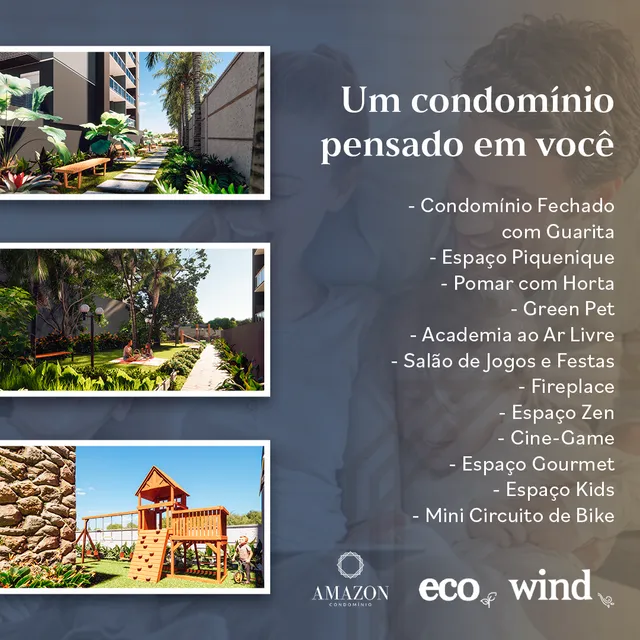 Foto de um condomínio mostrando áreas externas e lazer com jardim e playground.