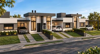 Fachada moderna de uma residência em Lajeado, Brasil.