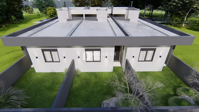 Fachada de uma casa moderna em Lajeado, Brasil.