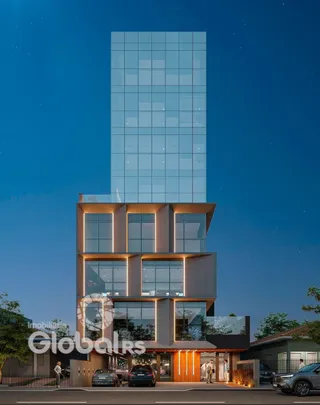 Fachada moderna de um edifício residencial em Lajeado, Brasil.