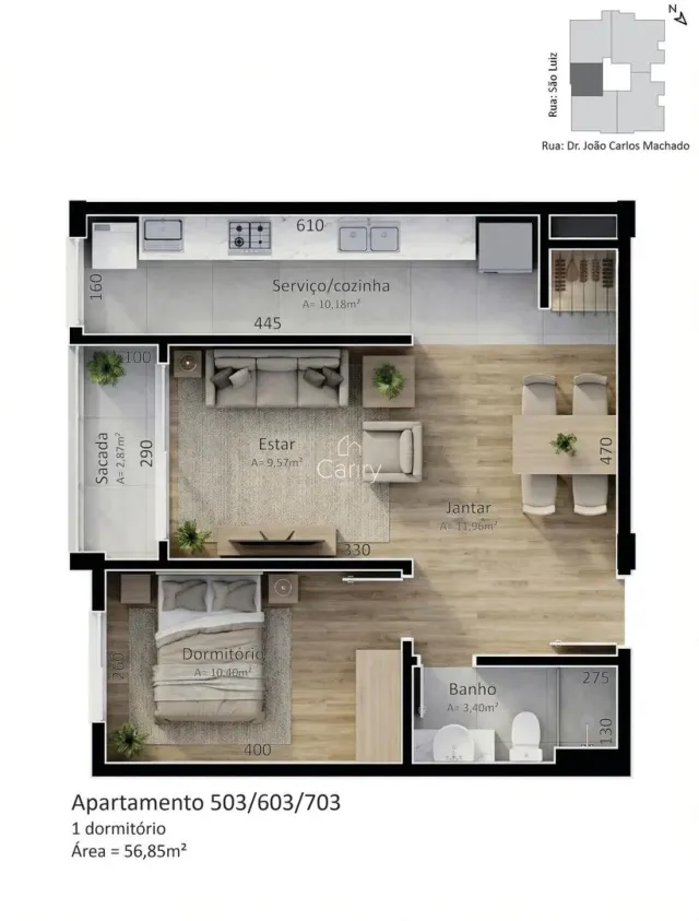 Apartamento com 1 dormitório, foto 2