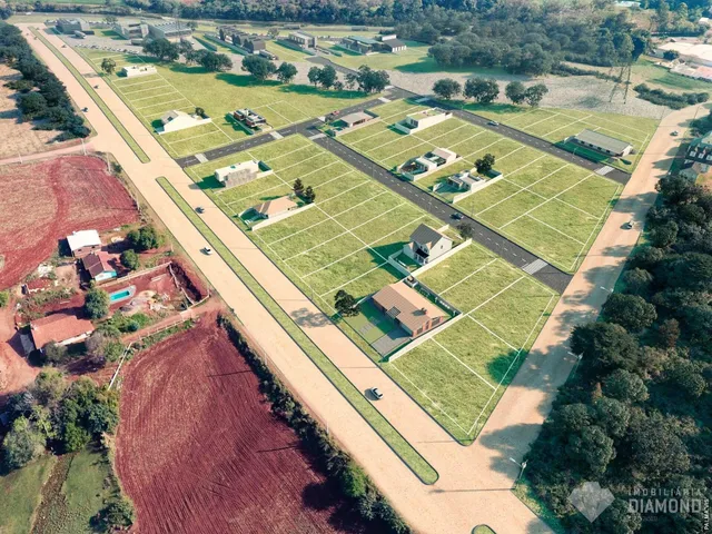Vista aérea de um loteamento residencial em Lajeado, Brasil.