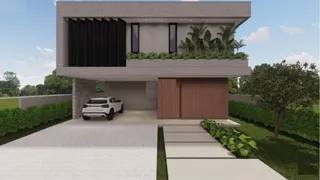 Fachada de uma residência moderna com paisagismo em Lajeado, Brasil.