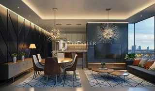 Sala de jantar moderna com decoração contemporânea em um imóvel.