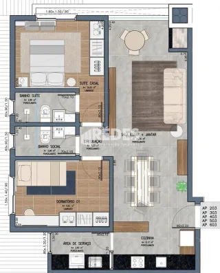 Planta baixa de um apartamento em Lajeado, Brasil.
