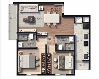 Apartamento com 2 dormitórios, foto 2