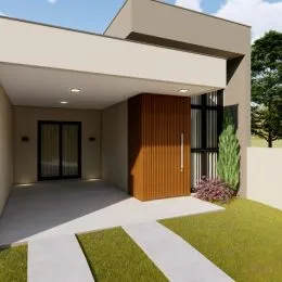 Fachada externa de uma residência em Lajeado, Brasil, mostrando a área de acesso e o jardim.