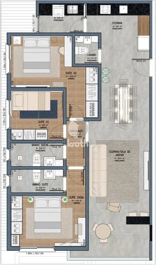 Apartamento com 3 dormitórios, foto 4