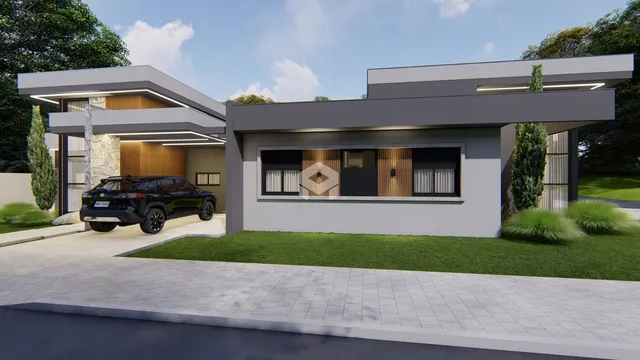 Fachada moderna de uma residência em Lajeado, Brasil.