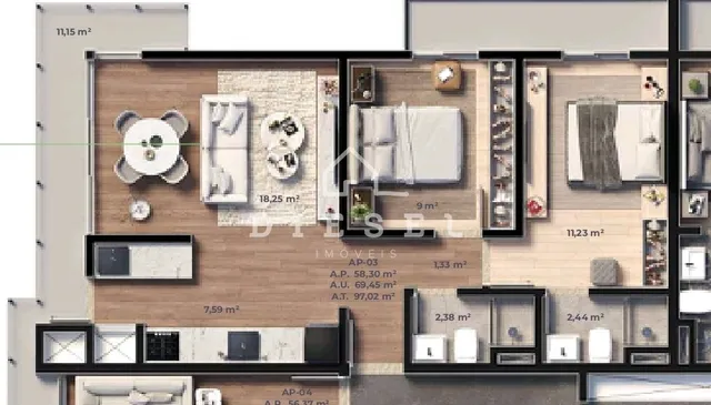 Apartamento com 2 dormitórios, foto 2