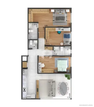 Apartamento com 3 dormitórios, foto 6