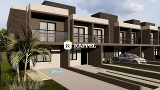 Fachada de um conjunto residencial moderno com varandas e paisagismo.