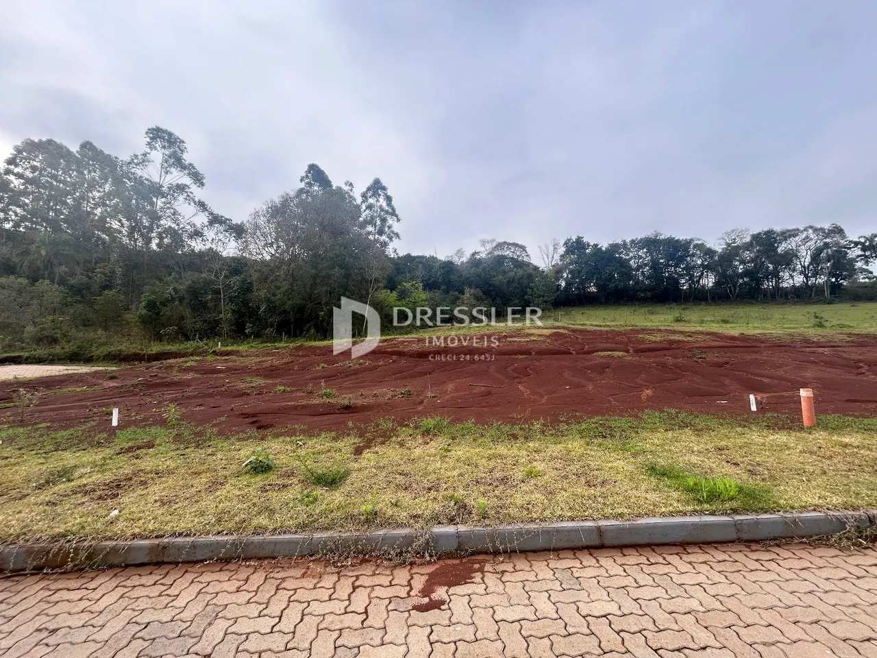 Vista da propriedade mostrando terreno aberto e vegetação.