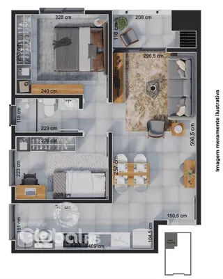 Planta baixa de um imóvel residencial em Lajeado, Brasil.