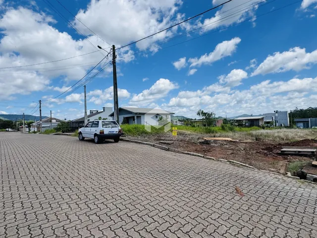 Vista da rua com casas e vegetação em Lajeado, Brasil.