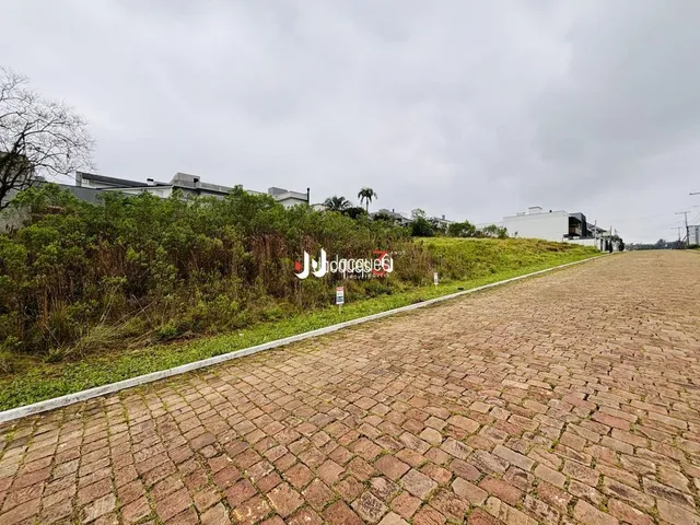 Vista externa de uma área pavimentada com vegetação.