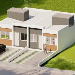 Fachada de uma casa moderna em Lajeado, Brasil.