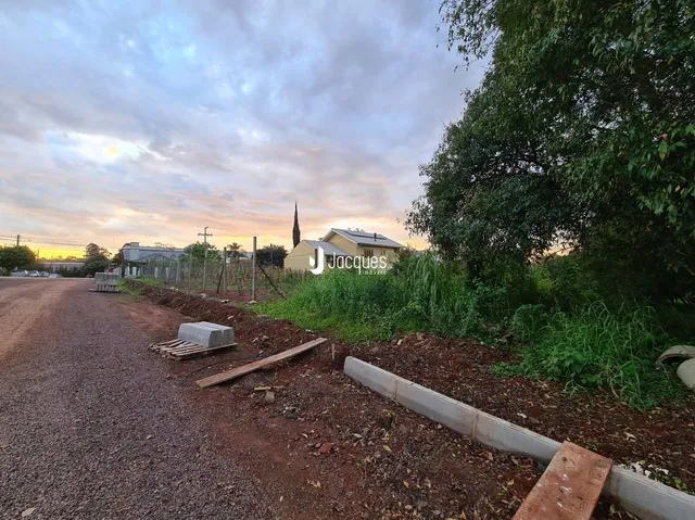 Vista da estrada de terra e vegetação ao lado de uma propriedade em Lajeado.