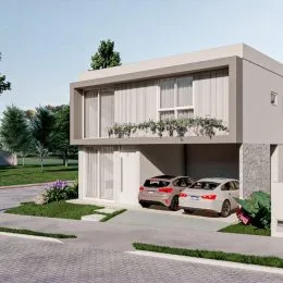 Fachada externa de uma residência moderna em Lajeado, Brasil.