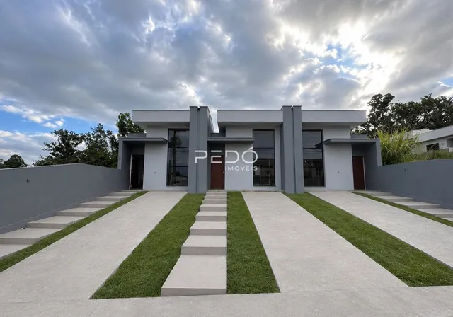 A fachada moderna de uma residência em Lajeado, Brasil.