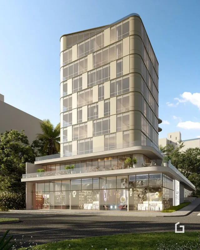 Fachada moderna de um edifício residencial em Lajeado, Brasil.