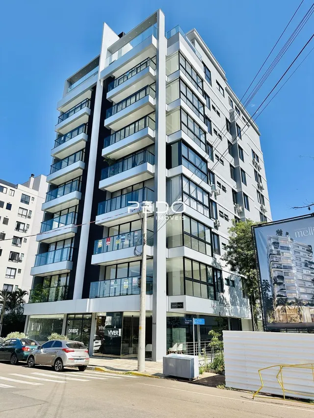 Fachada moderna de um prédio residencial em Lajeado, Brasil.
