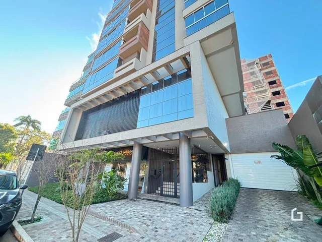 Fachada moderna de um edifício residencial em Lajeado, Brasil.