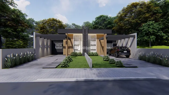 Fachada moderna de uma residência em Lajeado, Brasil.