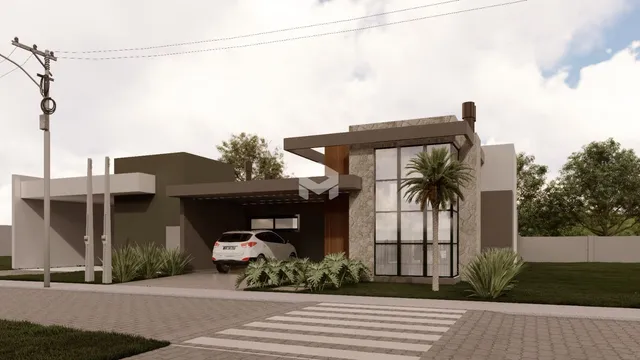 Fachada moderna de uma residência em Lajeado, Brasil.