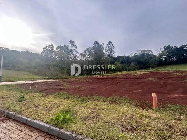 Vista externa de um terreno com vegetação e solo avermelhado.