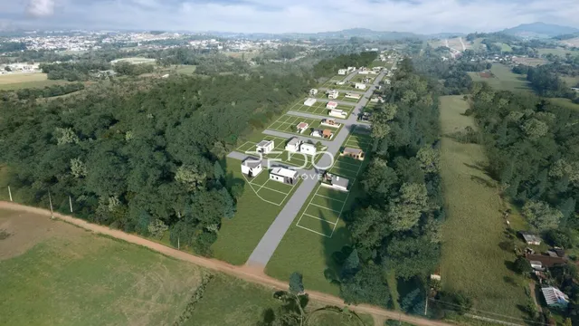 Vista aérea de propriedades rurais em Lajeado, Brasil.