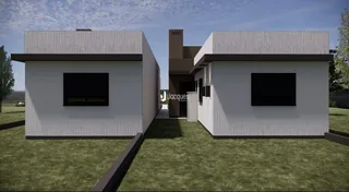 Fachada externa de uma residência moderna em Lajeado, Brasil.