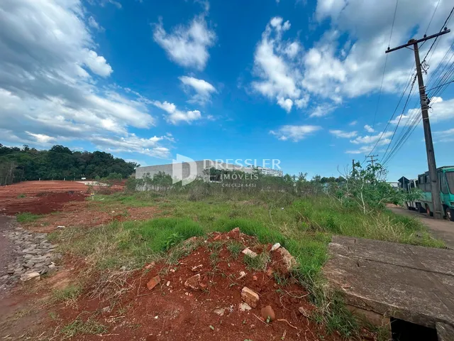 Paisagem de terra vermelha e vegetação sob um céu azul.