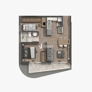Planta baixa de um apartamento em Lajeado, Brasil.