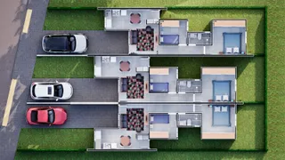 Planta baixa de um complexo residencial com múltiplas unidades habitacionais.
