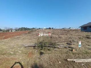 Vista de uma área de terreno gramado e seco em Lajeado.