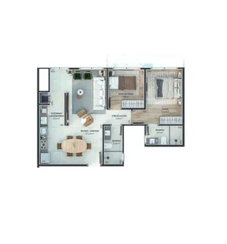 Planta baixa de um apartamento em Lajeado, Brasil.