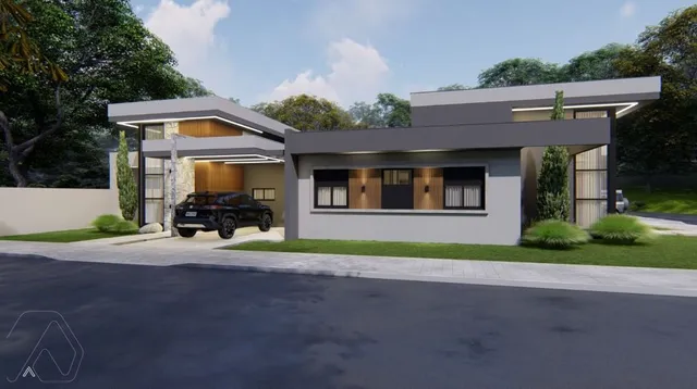 Fachada moderna de uma residência em Lajeado, Brasil.