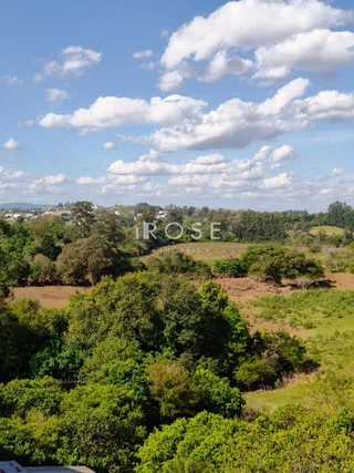 Vista aérea de uma área rural com vegetação densa e campos.
